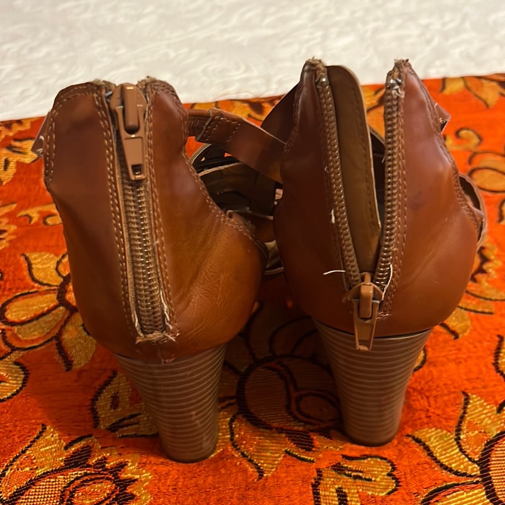 Brown wedge sandals